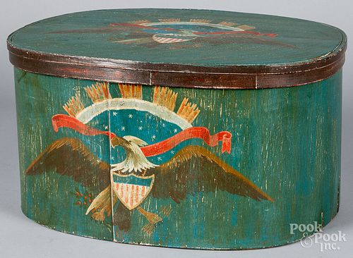 PAINTED BENTWOOD BOX, 19TH C.Painted