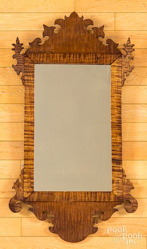 CHIPPENDALE STYLE TIGER MAPLE MIRRORChippendale