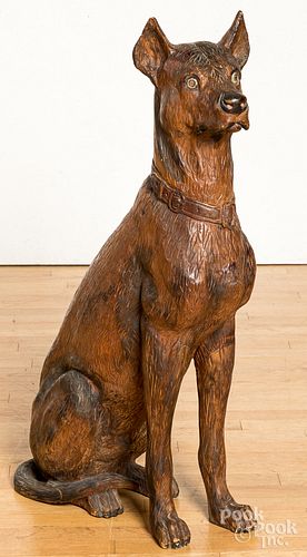 CARVED MAHOGANY DOG MID 20TH C Carved 317559