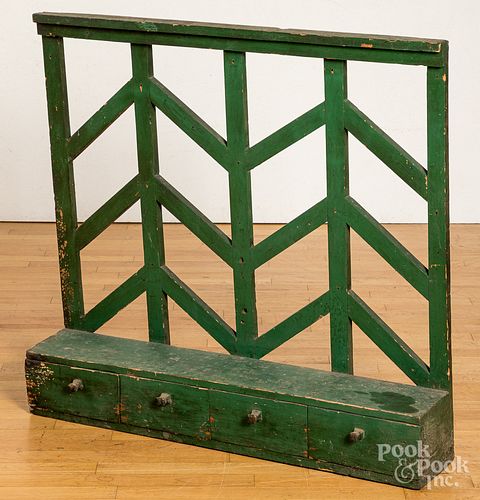 PAINTED PINE HANGING RACK, LATE