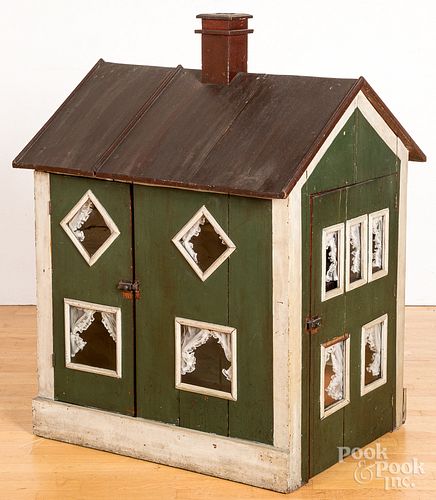 LARGE PAINTED DOLL HOUSE, EARLY