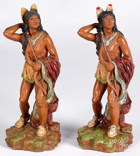 PAIR OF RESIN FIGURES OF NATIVE