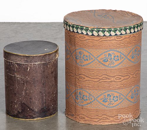 TWO CYLINDRICAL HAT BOXES 19TH 3175c3