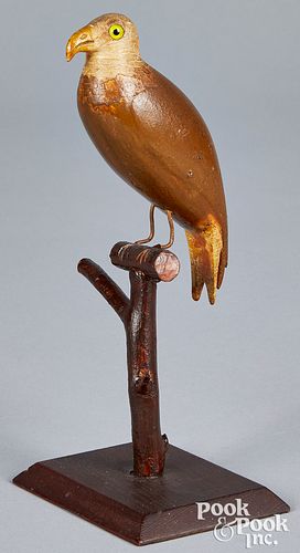 CARVED AND PAINTED EAGLE ON PERCH  317603