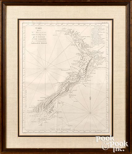 EARLY ENGRAVED MAP OF NEW ZEALANDEarly