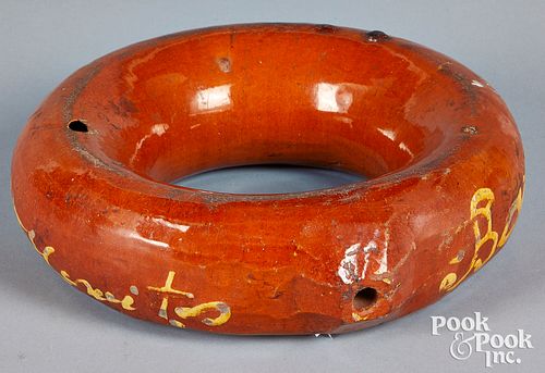 REDWARE RING BOTTLE, 19TH C.Redware