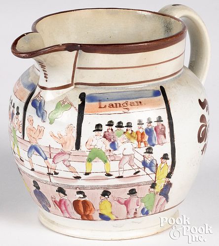 RARE STAFFORDSHIRE PUGILIST PITCHER,