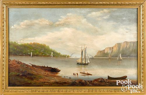 HUDSON RIVER OIL ON CANVAS LANDSCAPE  317693