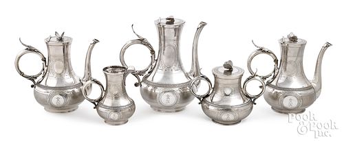 GORHAM COIN SILVER FIVE PIECE SERVICEGorham