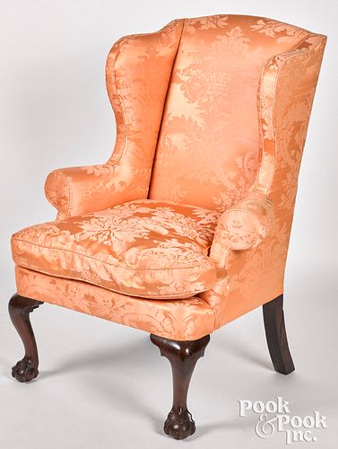 CHIPPENDALE MAHOGANY WING CHAIR  3176ff