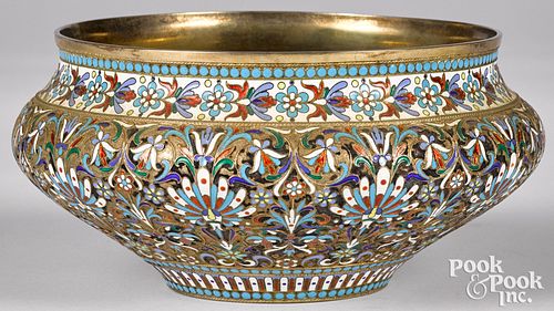 RUSSIAN SILVER ENAMEL BOWLRussian