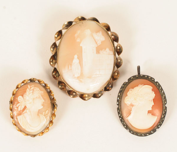 Lot of 3 Victorian shell cameo