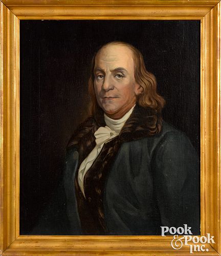 OIL ON CANVAS PORTRAIT OF BENJAMIN FRANKLINOil