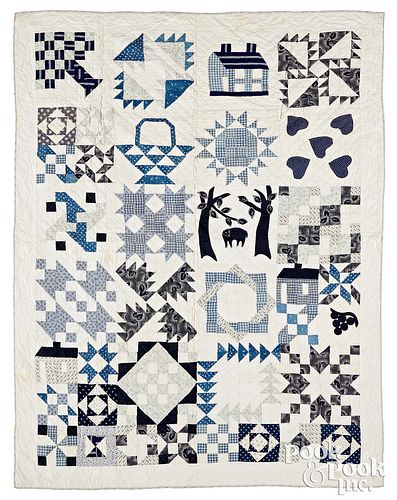 BLUE AND WHITE SAMPLER QUILTBlue