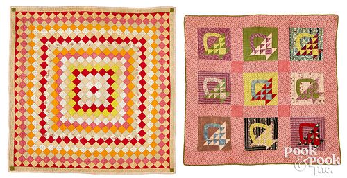TWO PIECED CRIB QUILTS, LATE 19TH