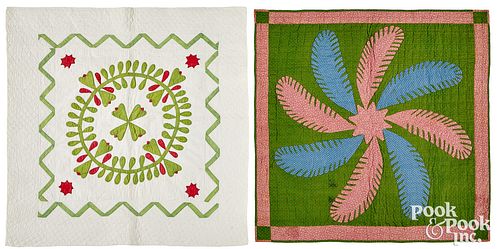 TWO CRIB QUILTS, LATE 19TH C.Two