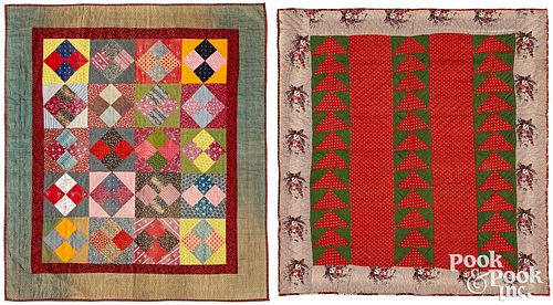 TWO PIECED CRIB QUILTS, 19TH C.Two