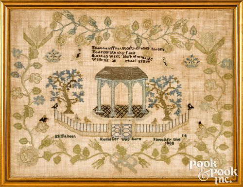 SILK ON LINEN SAMPLER EARLY 19TH 317806