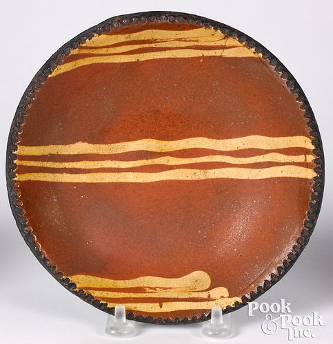 SMALL PENNSYLVANIA REDWARE PIE PLATE,