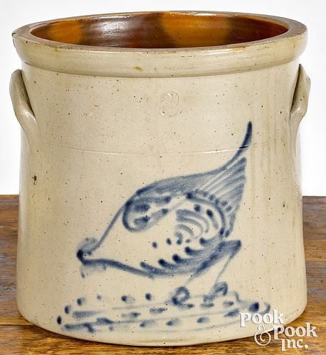 THREE-GALLON STONEWARE CROCKThree-gallon