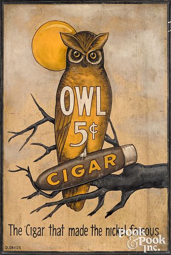 PAINTED PINE OWL CIGAR TRADE SIGN  31785a