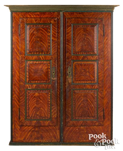 OHIO MENNONITE PAINTED POPLAR WARDROBE,