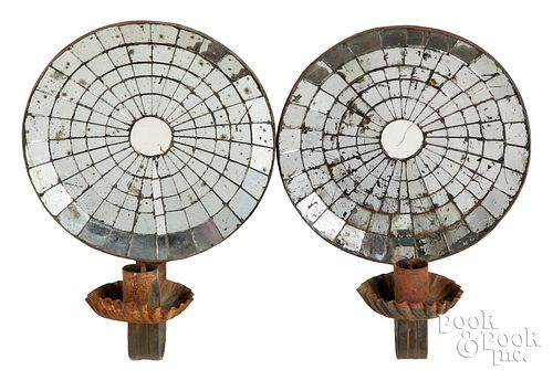 PAIR OF MIRRORED TIN CANDLE SCONCES  317877