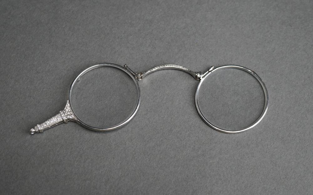 ART DECO PLATINUM AND DIAMOND LORGNETTE,