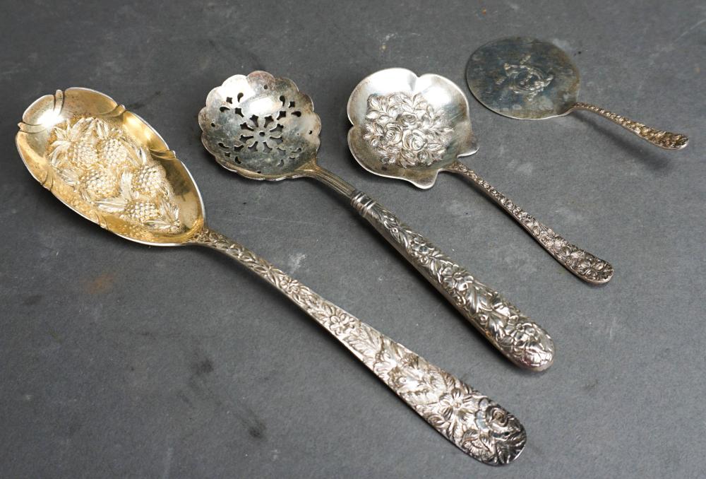 FOUR ASSORTED 'REPOUSSE' TYPE STERLING