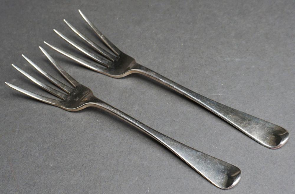 TWO GEORGE III SILVER LETTUCE FORKS  3179d7