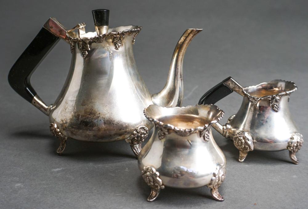 TESTED SILVER THREE PIECE TEA SET,