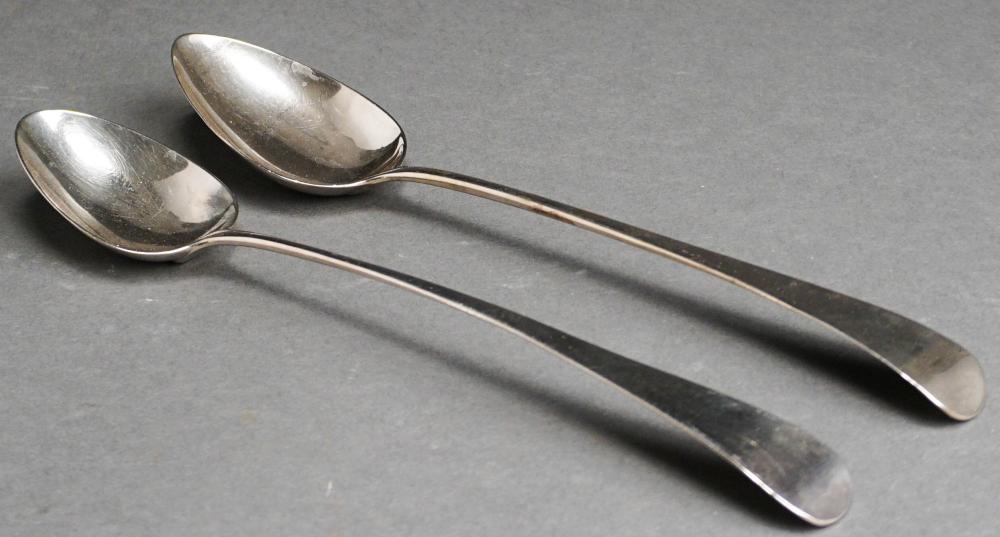 TWO GEORGE III SILVER SERVING SPOONS,