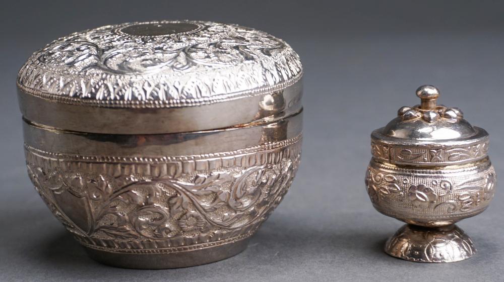 TWO SOUTHEAST ASIAN SILVER COVERED