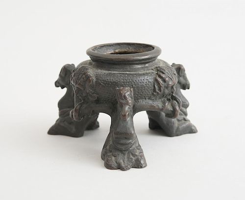 NORTH ITALIAN BRONZE TRIPOD INKWELL  317a5c