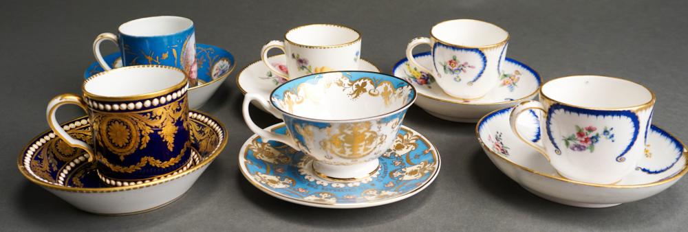 FOUR SEVRES TYPE AND TWO ENGLISH