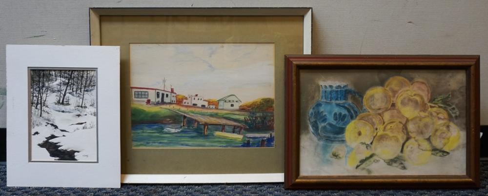 THREE ASSORTED ARTWORKS TWO WATERCOLORS 317aef
