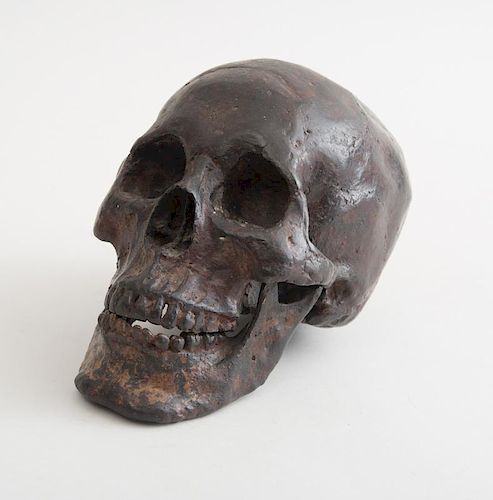 BRONZE MODEL OF A SKULLWith a detachable