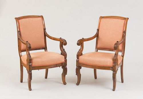 PAIR OF CHARLES X ROSEWOOD FAUTEUILS