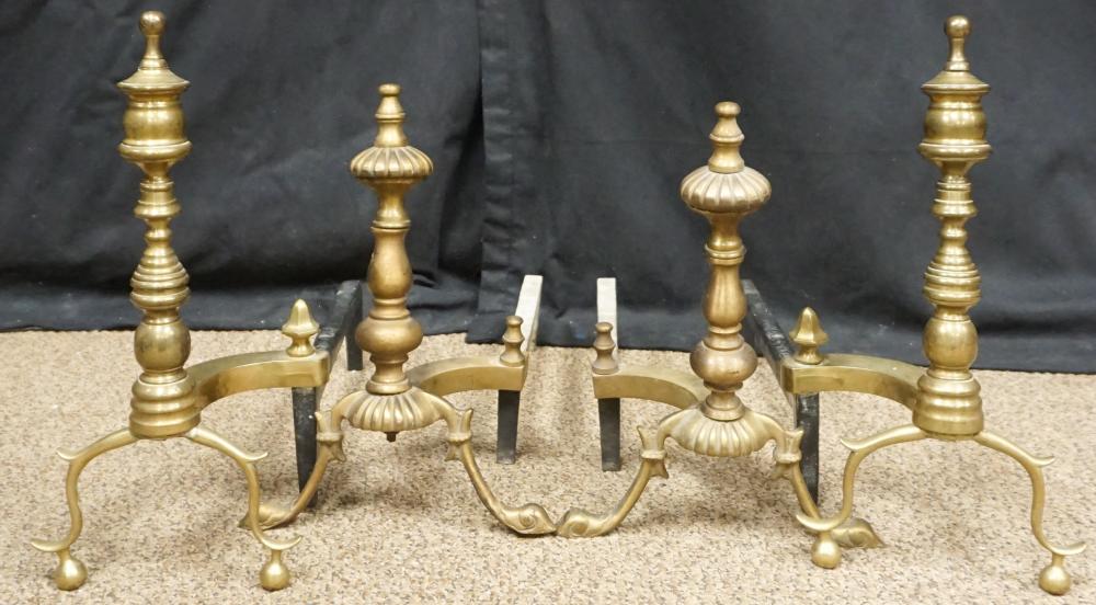 TWO PAIRS QUEEN ANNE STYLE BRASS 317b06