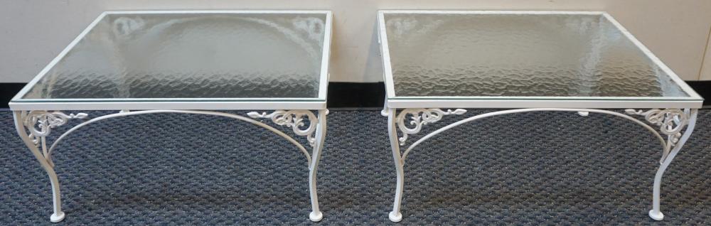 PAIR OF WHITE PAINTED WROUGHT IRON