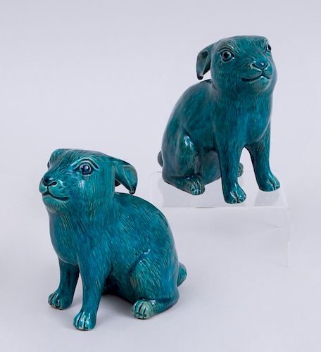 PAIR OF CHINESE EXPORT TURQUOISE-GLAZED