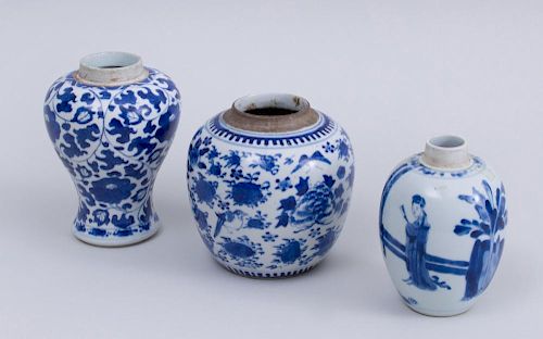 THREE CHINESE BLUE AND WHITE PORCELAIN