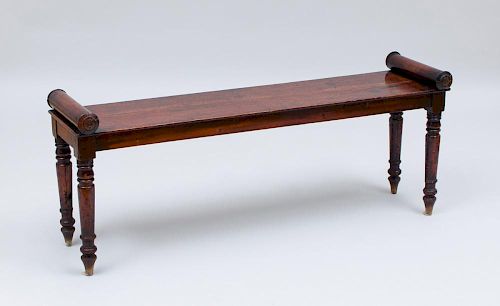 REGENCY CARVED MAHOGANY HALL BENCH20 317b7f