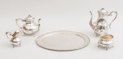 GERMAN 800 SILVER FOUR-PIECE TEA AND