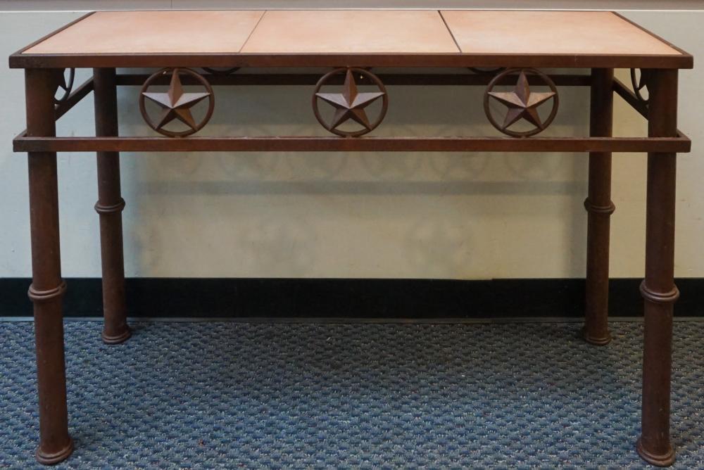 PATINATED METAL AND TILE TOP CONSOLE 317c32