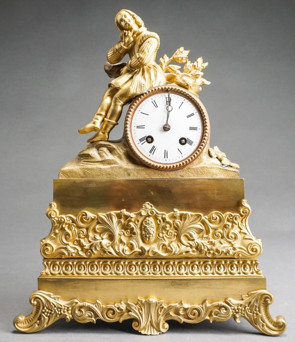 BAROQUE STYLE BRASS TABLE CLOCK,