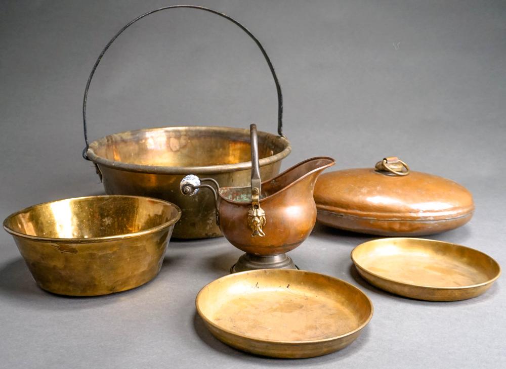 COLLECTION OF SIX BRASS AND COPPERWARE 317cd4