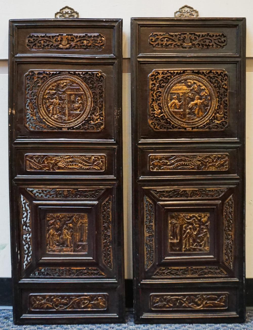 PAIR CHINESE PARTIAL GILT WOOD