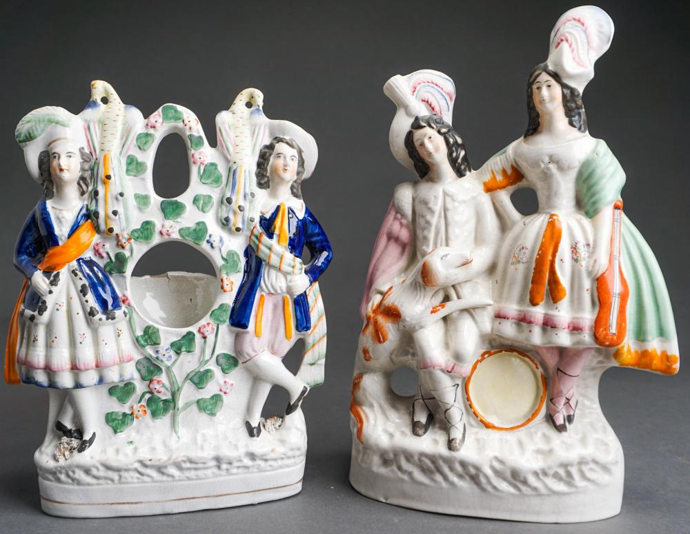 TWO STAFFORDSHIRE DECORATED CERAMIC
