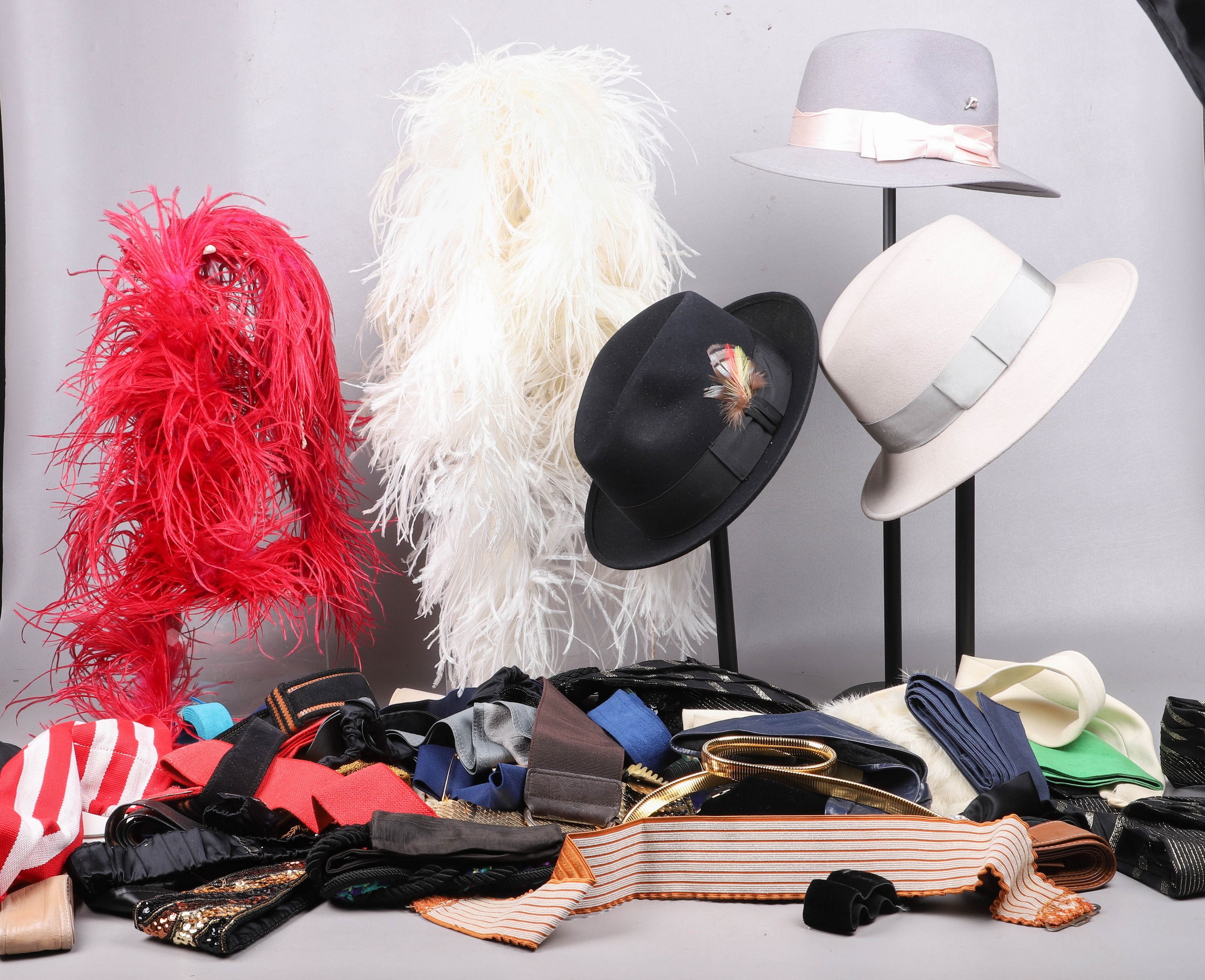 Vintage belts and hats to include